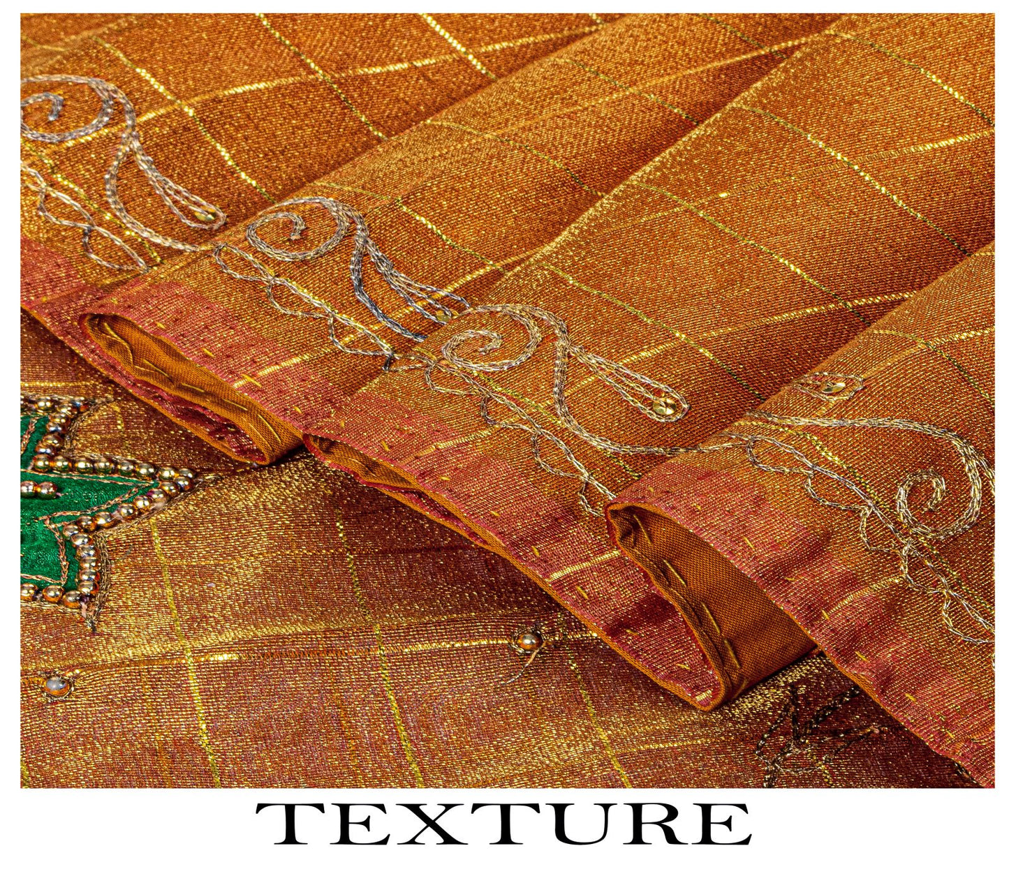 Sanskriti Vintage Golden Art Silk Saree Hand Embroidered Zari-Woven Sari Fabric