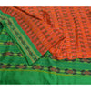 Sanskriti Vintage Saree Orange Pochampally Hand Woven Ikat Pure Silk Sari Fabric