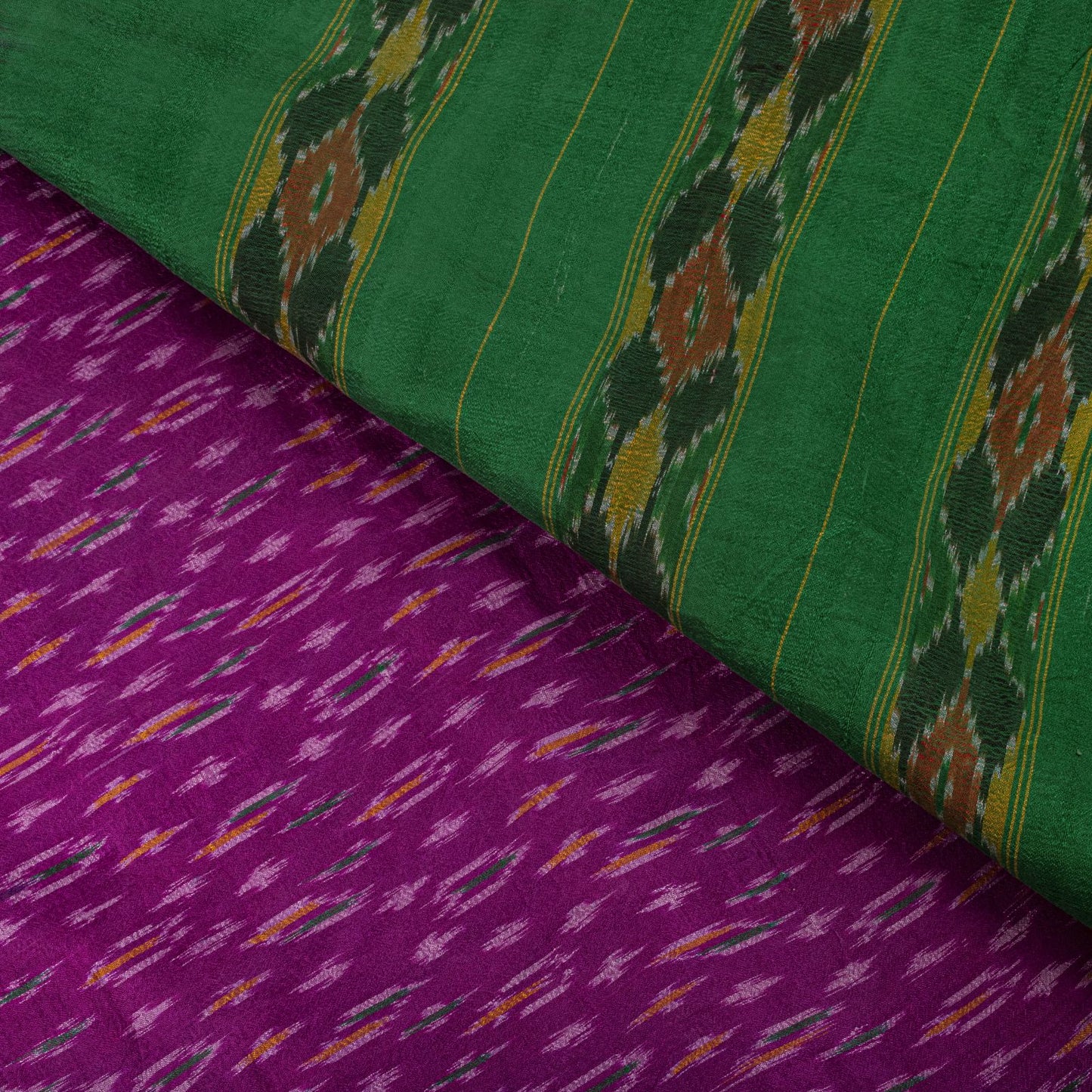 Sanskriti Vintage Pink 100% Pure Silk Saree Ikat Hand Woven Pochampally 5Yd Sari
