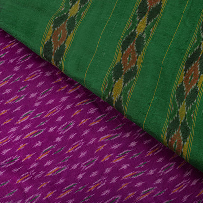 Sanskriti Vintage Pink 100% Pure Silk Saree Ikat Hand Woven Pochampally 5Yd Sari