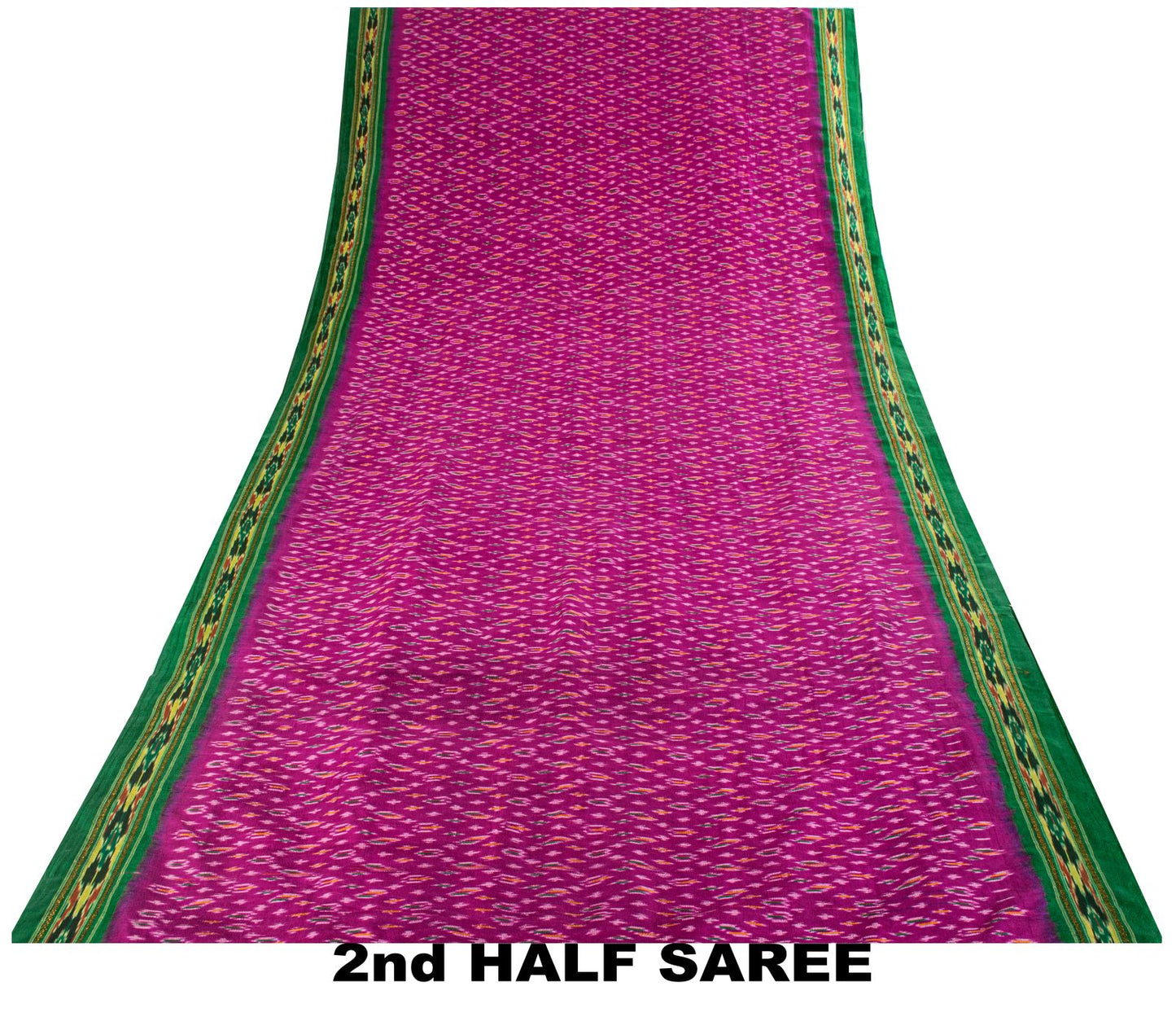 Sanskriti Vintage Pink 100% Pure Silk Saree Ikat Hand Woven Pochampally 5Yd Sari