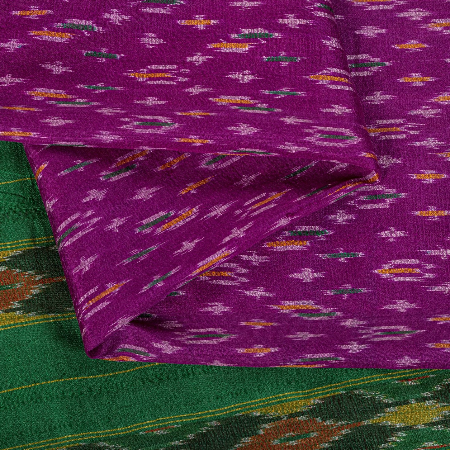 Sanskriti Vintage Pink 100% Pure Silk Saree Ikat Hand Woven Pochampally 5Yd Sari
