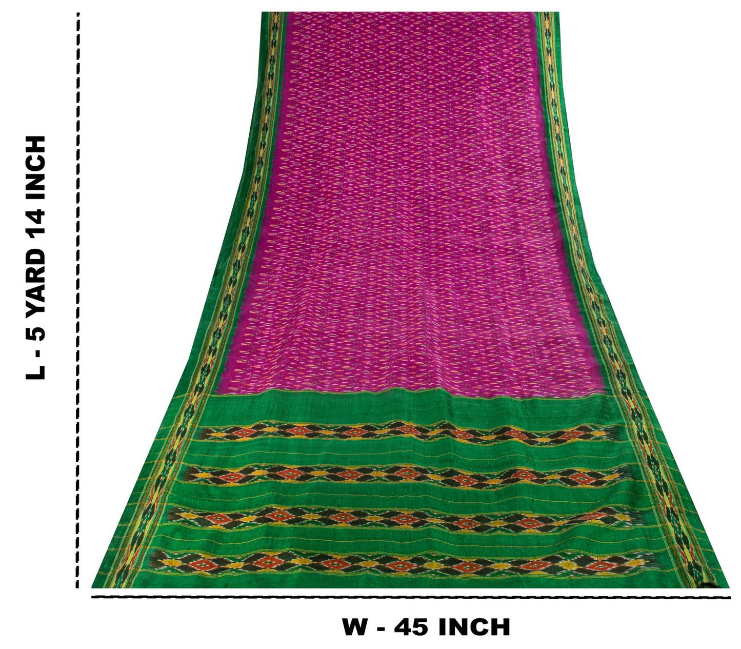 Sanskriti Vintage Pink 100% Pure Silk Saree Ikat Hand Woven Pochampally 5Yd Sari