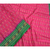 Sanskriti Vintage Saree Pink Sambhalpuri Hand Woven Ikat Pure Silk Sari Fabric