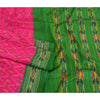 Sanskriti Vintage Saree Pink Sambhalpuri Hand Woven Ikat Pure Silk Sari Fabric