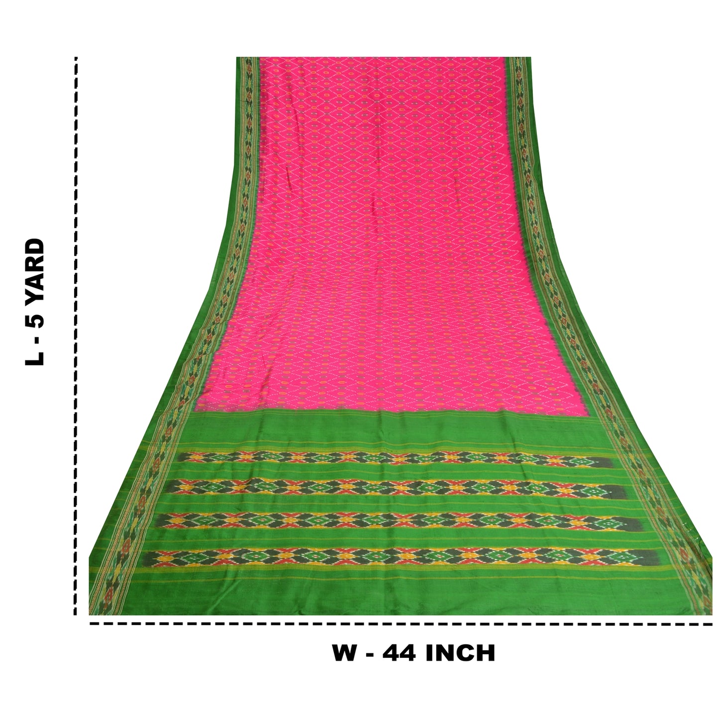 Sanskriti Vintage Saree Pink Sambhalpuri Hand Woven Ikat Pure Silk Sari Fabric