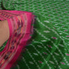 Sanskriti Vintage Saree Green Sambhalpuri Hand Woven Ikat Pure Silk Sari Fabric