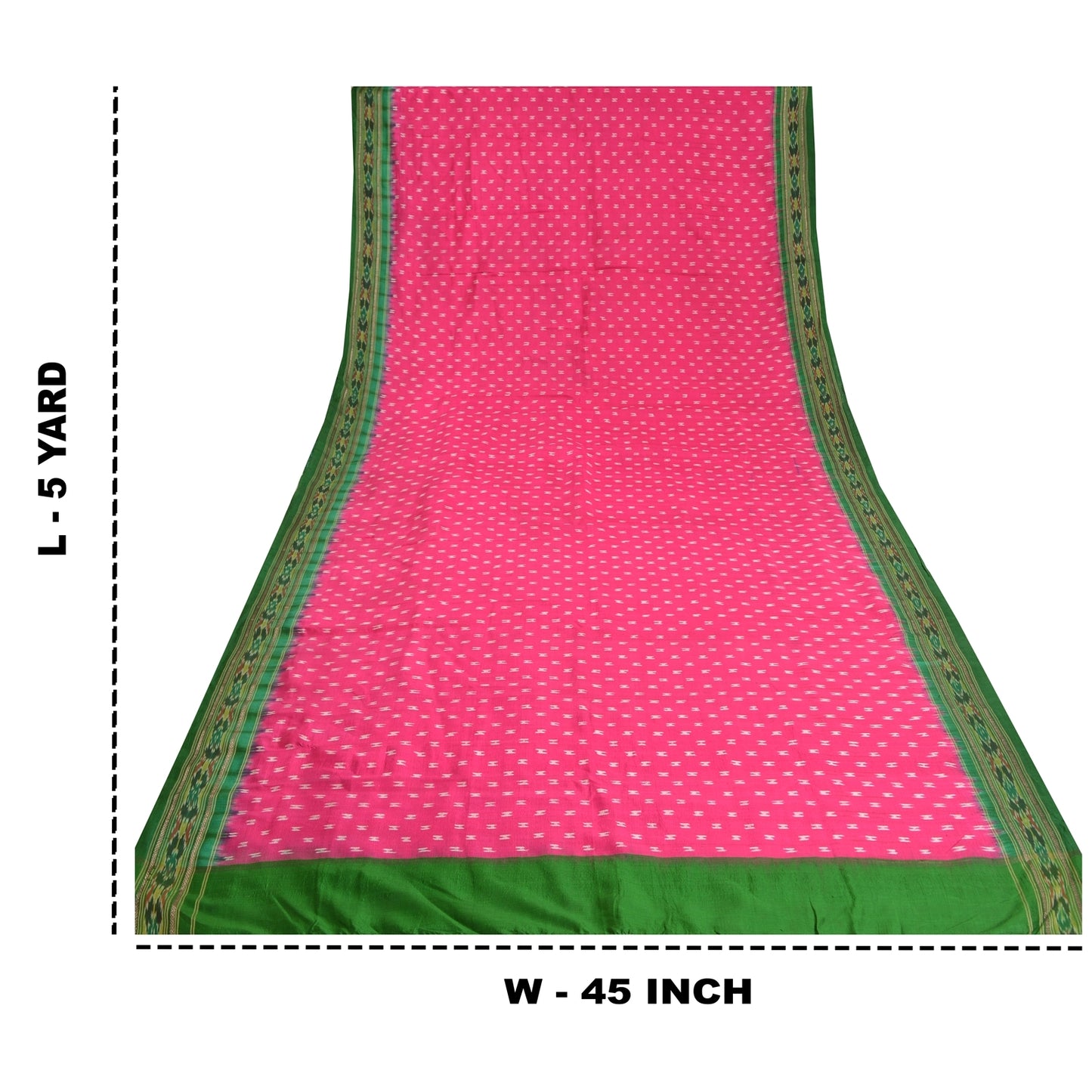 Sanskriti Vintage Saree Pink Pochampally Hand Woven Ikat Pure Silk Sari Fabric