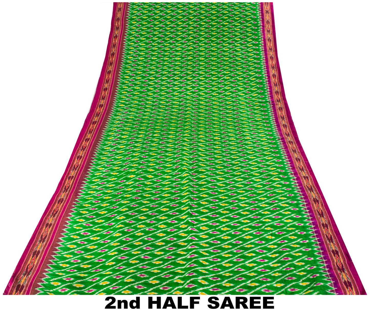 Sanskriti Vintage GreenPure Silk Saree Double Ikat Hand Woven Pochampally Sari