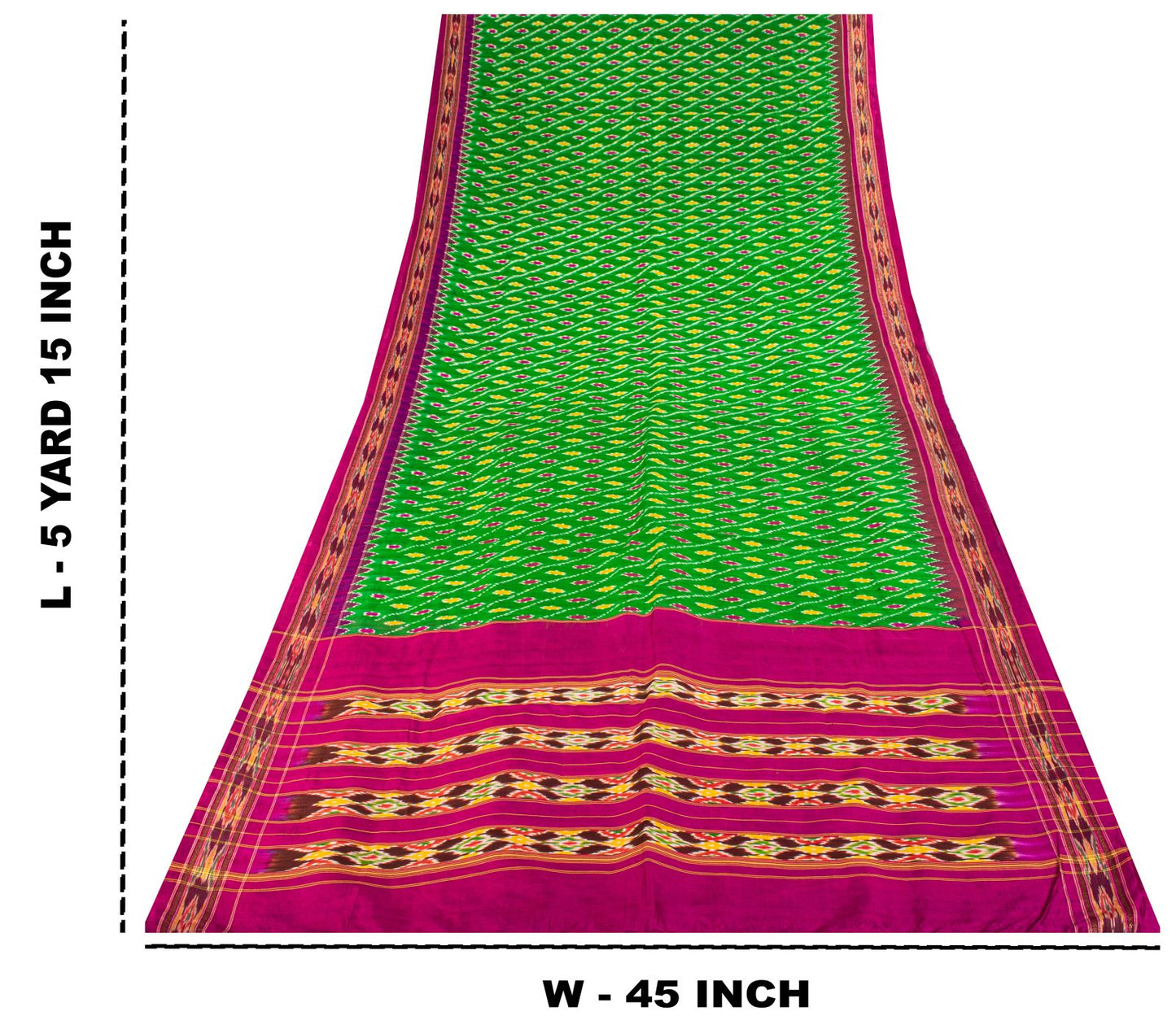 Sanskriti Vintage GreenPure Silk Saree Double Ikat Hand Woven Pochampally Sari