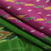 Sanskriti Vintage Saree Pink Pochampally Hand Woven Ikat Pure Silk Sari Fabric