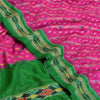 Sanskriti Vintage Saree Pink Pochampally Hand Woven Ikat Pure Silk Sari Fabric