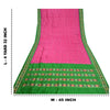 Sanskriti Vintage Saree Pink Pochampally Hand Woven Ikat Pure Silk Sari Fabric
