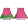 Sanskriti Vintage Saree Pink Pochampally Hand Woven Ikat Pure Silk Sari Fabric