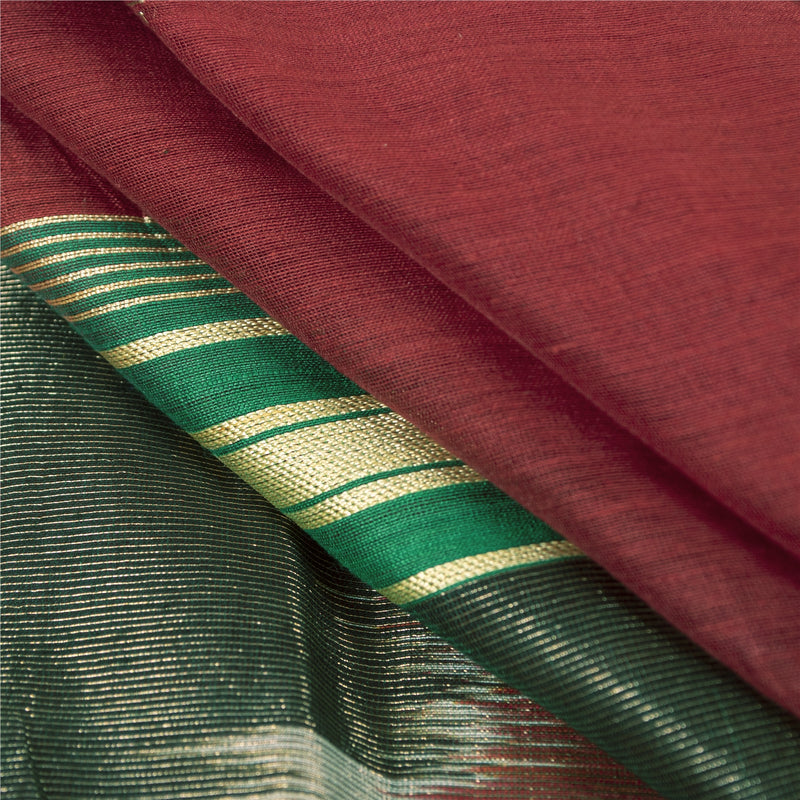 Sanskriti Vintage Saree Red Cotton Silk Sambhalpuri Hand Woven Ikat Sari Fabric