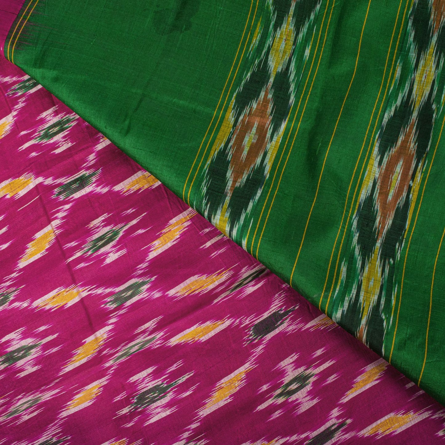 Sanskriti Vintage Pink 100% Pure Silk Saree Ikat Handwoven Pochampally 5+Yd Sari