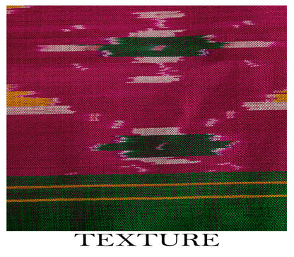 Sanskriti Vintage Pink 100% Pure Silk Saree Ikat Handwoven Pochampally 5+Yd Sari