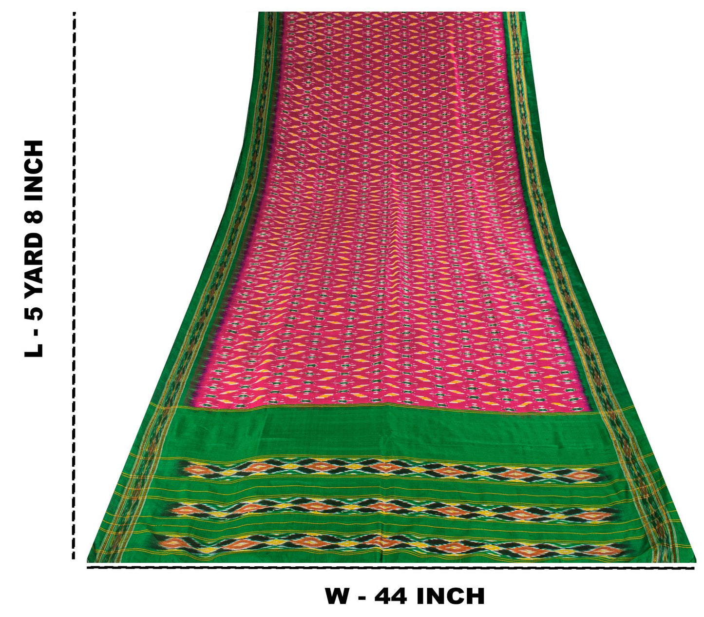 Sanskriti Vintage Pink 100% Pure Silk Saree Ikat Handwoven Pochampally 5+Yd Sari