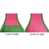 Sanskriti Vintage Saree Pink Sambhalpuri Hand Woven Ikat Pure Silk Sari Fabric