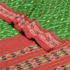 Sanskriti Vintage Saree Green Pochampally Hand Woven Ikat Pure Silk Sari Fabric