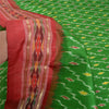 Sanskriti Vintage Saree Green Pochampally Hand Woven Ikat Pure Silk Sari Fabric