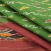 Sanskriti Vintage Saree Green Pochampally Hand Woven Ikat Pure Silk Sari Fabric