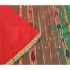 Sanskriti Vintage Saree Indian Red Hand Woven Ikat Blend Silk Sari Craft Fabric