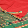 Sanskriti Vintage Saree Indian Red Hand Woven Ikat Blend Silk Sari Craft Fabric