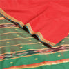 Sanskriti Vintage Saree Indian Red Hand Woven Ikat Blend Silk Sari Craft Fabric