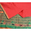 Sanskriti Vintage Saree Indian Red Hand Woven Ikat Blend Silk Sari Craft Fabric