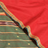 Sanskriti Vintage Saree Indian Red Hand Woven Ikat Blend Silk Sari Craft Fabric