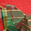 Sanskriti Vintage Saree Indian Red Hand Woven Ikat Blend Silk Sari Craft Fabric
