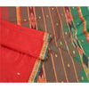 Sanskriti Vintage Saree Indian Red Hand Woven Ikat Blend Silk Sari Craft Fabric