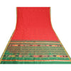 Sanskriti Vintage Saree Indian Red Hand Woven Ikat Blend Silk Sari Craft Fabric
