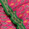 Sanskriti Vintage Saree Pink & Green Sambhalpuri Saree Hand Woven Ikat 1010% Pure Silk Sari 5 yard Craft Fabric ikat ethnic textile