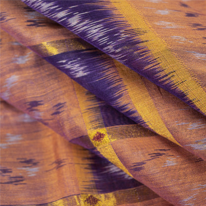 Sanskriti Vintage Saree Sambhalpuri Hand Woven Ikat Zari Cotton Silk Sari Fabric