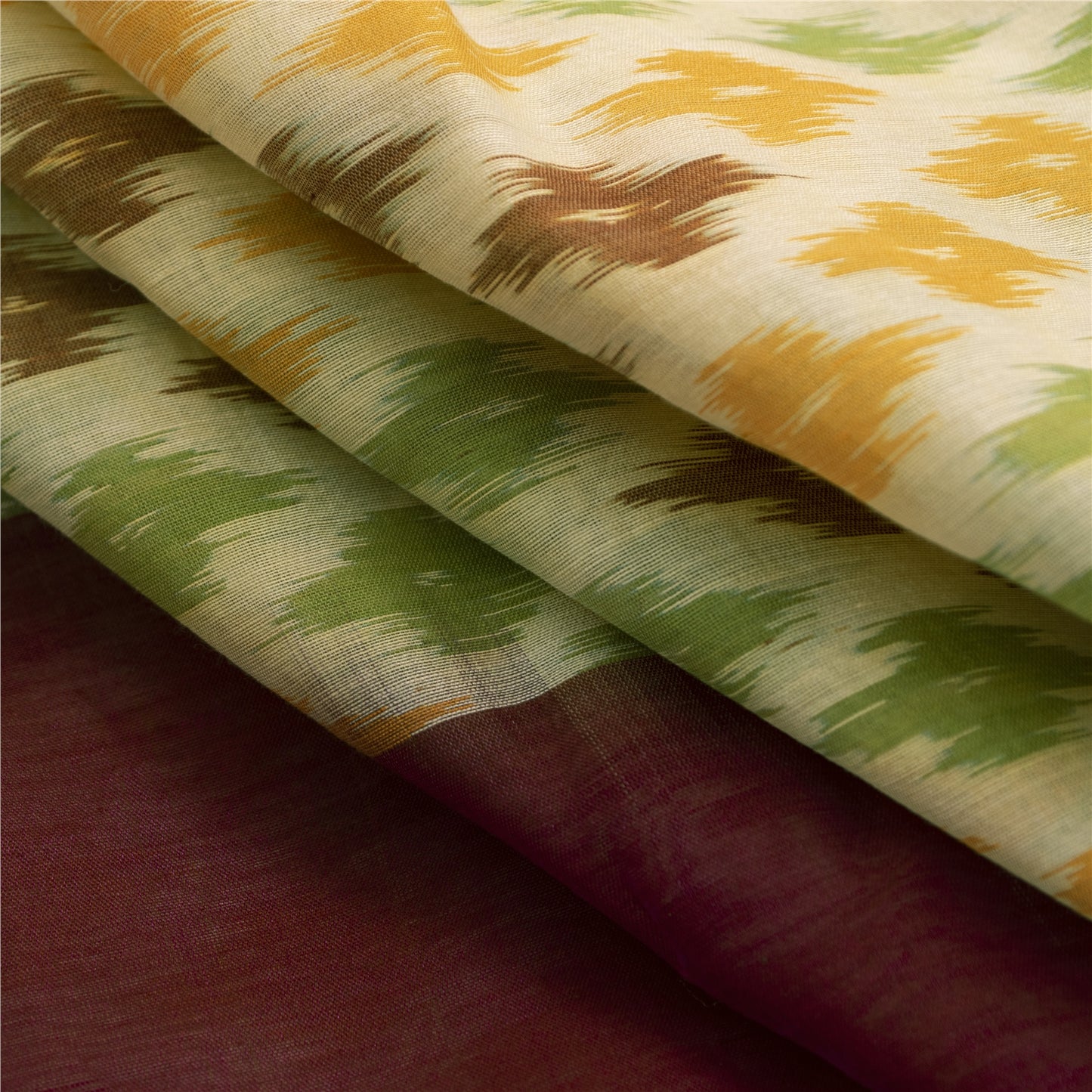 Sanskriti Vintage Saree 100% Pure Silk Saree Cream & Red Hand Woven Ikat Patch Work Sari 5 +Yard Craft Fabric Indian Heritage Textile