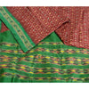 Sanskriti Vintage Saree Red Sambhalpuri Hand Woven Ikat Pure Silk Sari Fabric