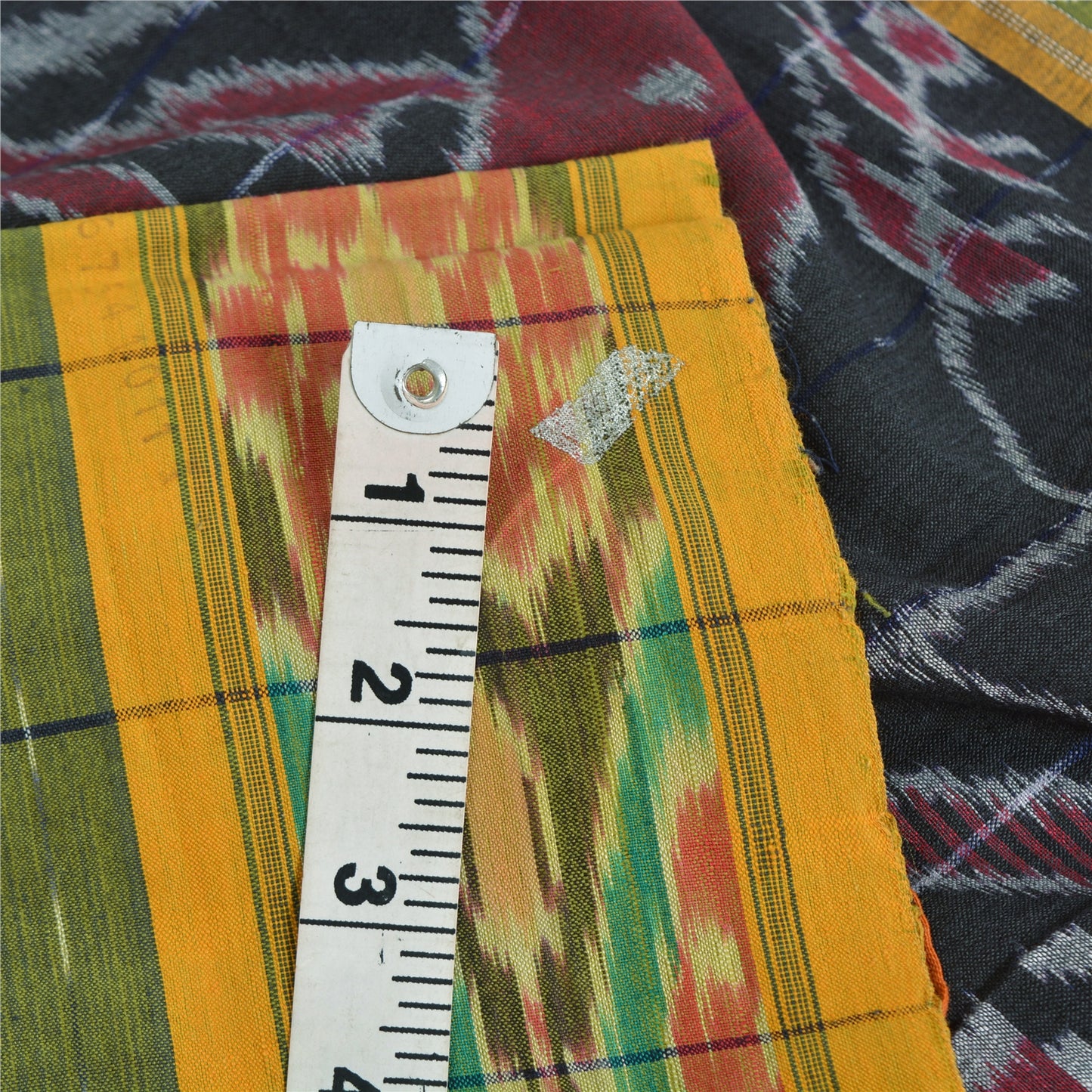 Sanskriti Vintage Saree Green Odisha Hand Woven Ikat Blend Cotton Sari Fabric
