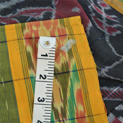 Sanskriti Vintage Saree Green Odisha Hand Woven Ikat Blend Cotton Sari Fabric