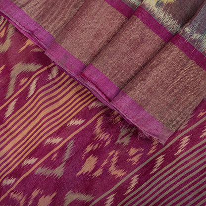 Sanskriti Vintage Purple Cotton Silk Saree Ikat Hand Woven Zari Sambhalpuri Sari