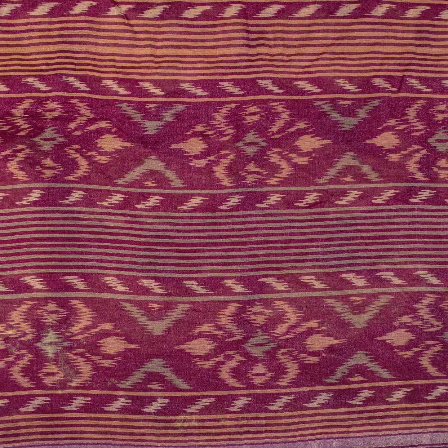 Sanskriti Vintage Purple Cotton Silk Saree Ikat Hand Woven Zari Sambhalpuri Sari
