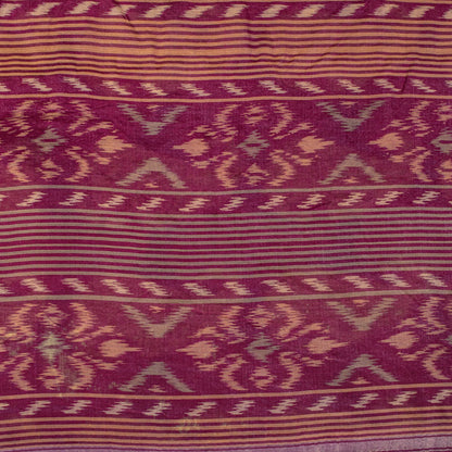 Sanskriti Vintage Purple Cotton Silk Saree Ikat Hand Woven Zari Sambhalpuri Sari
