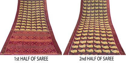 Sanskriti Vintage Purple Cotton Silk Saree Ikat Hand Woven Zari Sambhalpuri Sari
