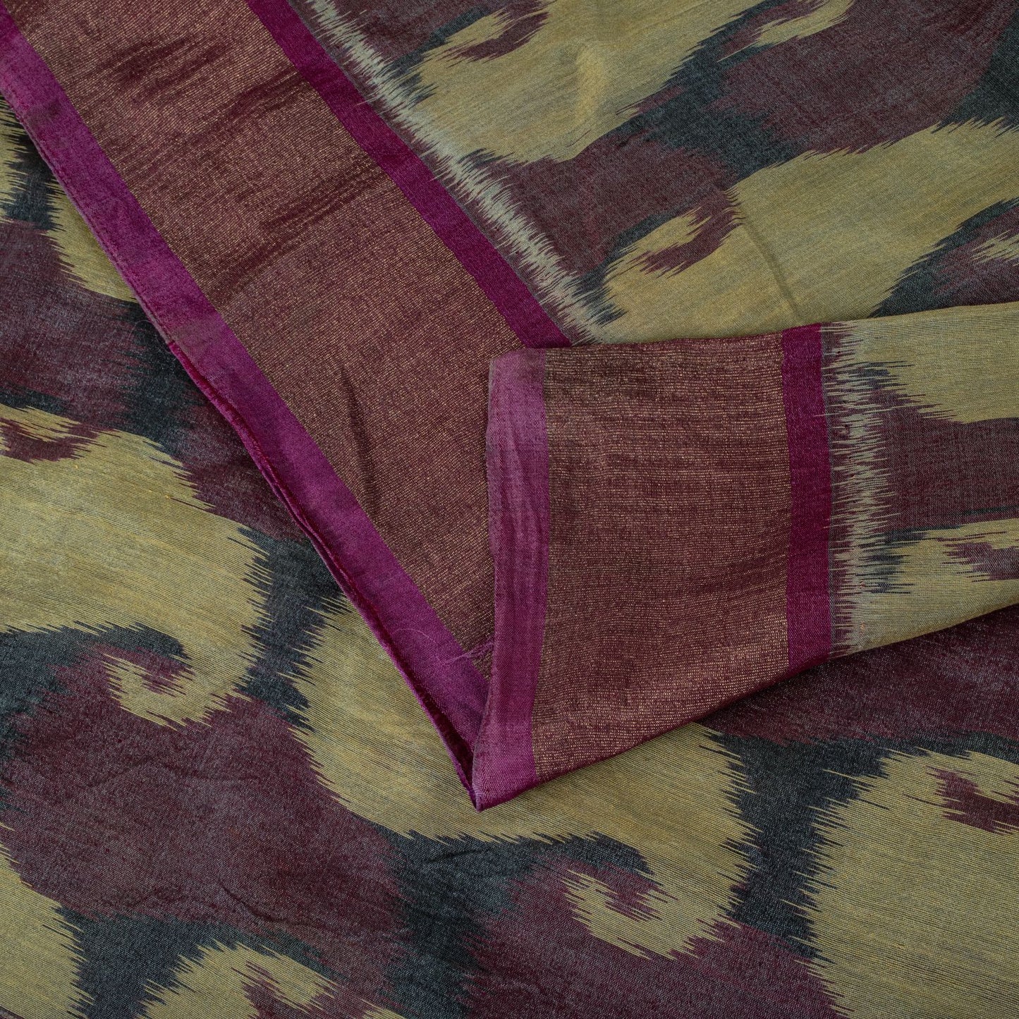 Sanskriti Vintage Purple Cotton Silk Saree Ikat Hand Woven Zari Sambhalpuri Sari