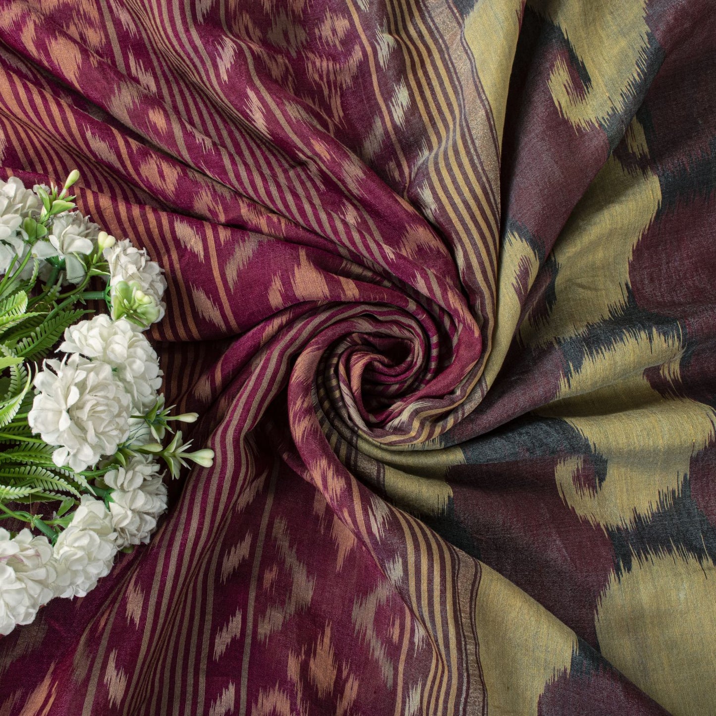 Sanskriti Vintage Purple Cotton Silk Saree Ikat Hand Woven Zari Sambhalpuri Sari