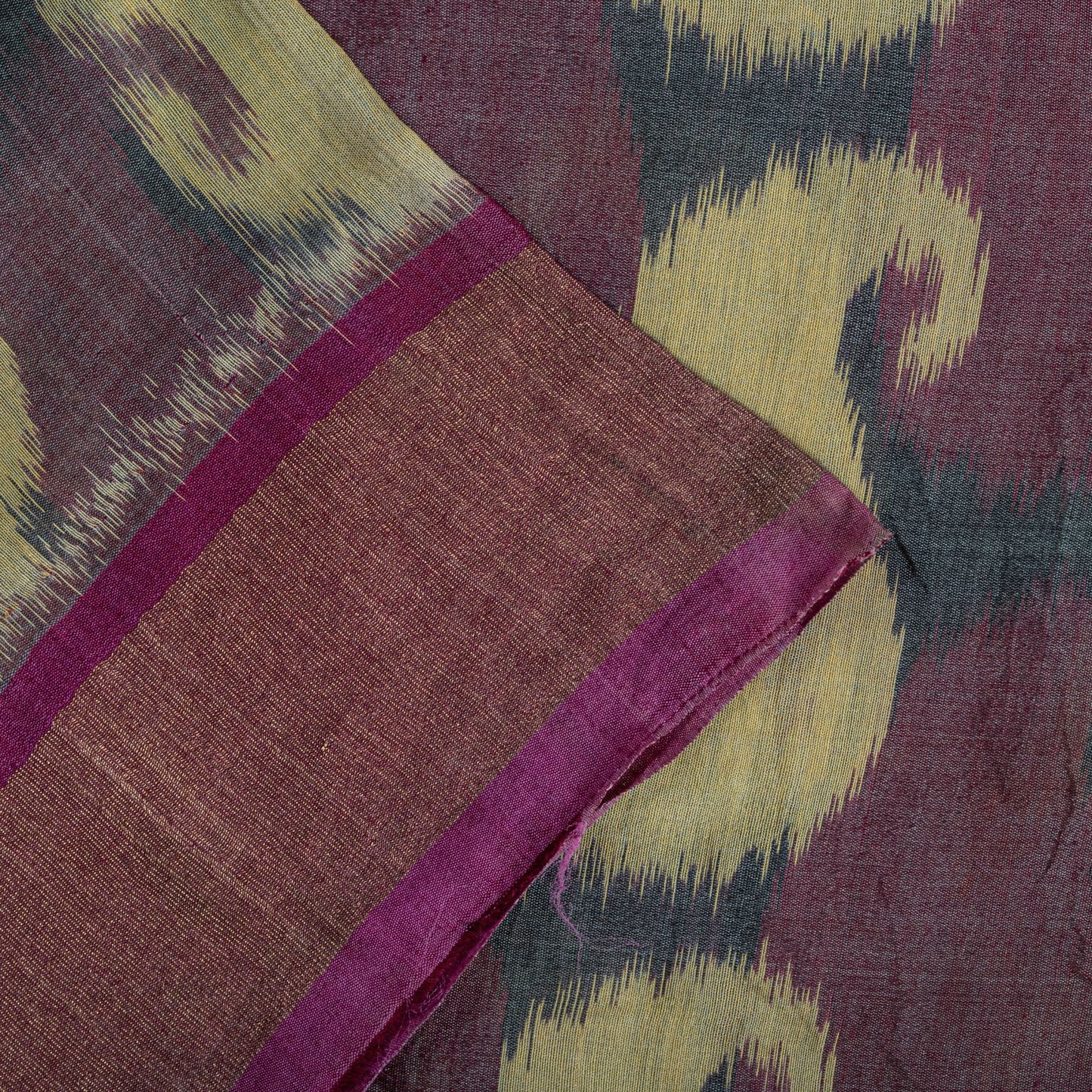 Sanskriti Vintage Purple Cotton Silk Saree Ikat Hand Woven Zari Sambhalpuri Sari