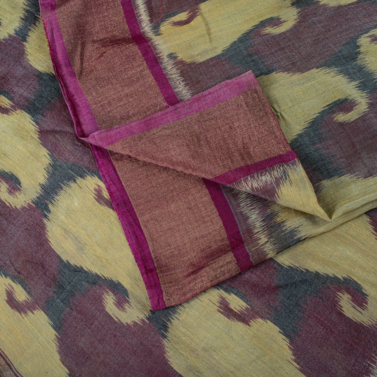 Sanskriti Vintage Purple Cotton Silk Saree Ikat Hand Woven Zari Sambhalpuri Sari