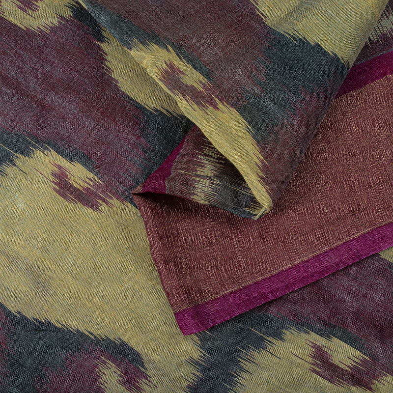 Sanskriti Vintage Purple Cotton Silk Saree Ikat Hand Woven Zari Sambhalpuri Sari