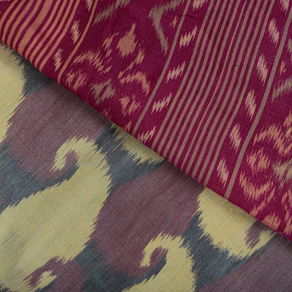 Sanskriti Vintage Purple Cotton Silk Saree Ikat Hand Woven Zari Sambhalpuri Sari